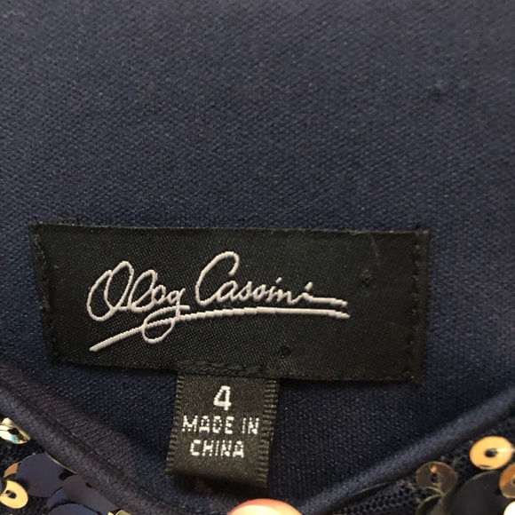 Oleg Cassini Blue Sequin Dress Size 4 - Picture 2 of 6